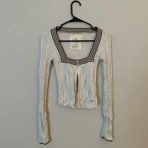 Hollister Very Rare Y2K Babydoll Cardigan Sweater Cream and Brown XS from 2006